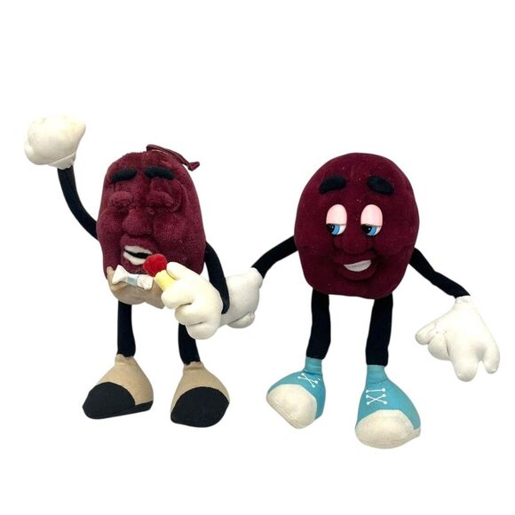 Vintage California Raisins 1988 Poseable Plush Toy Figures Applause Lot of 2 - Picture 1 of 6